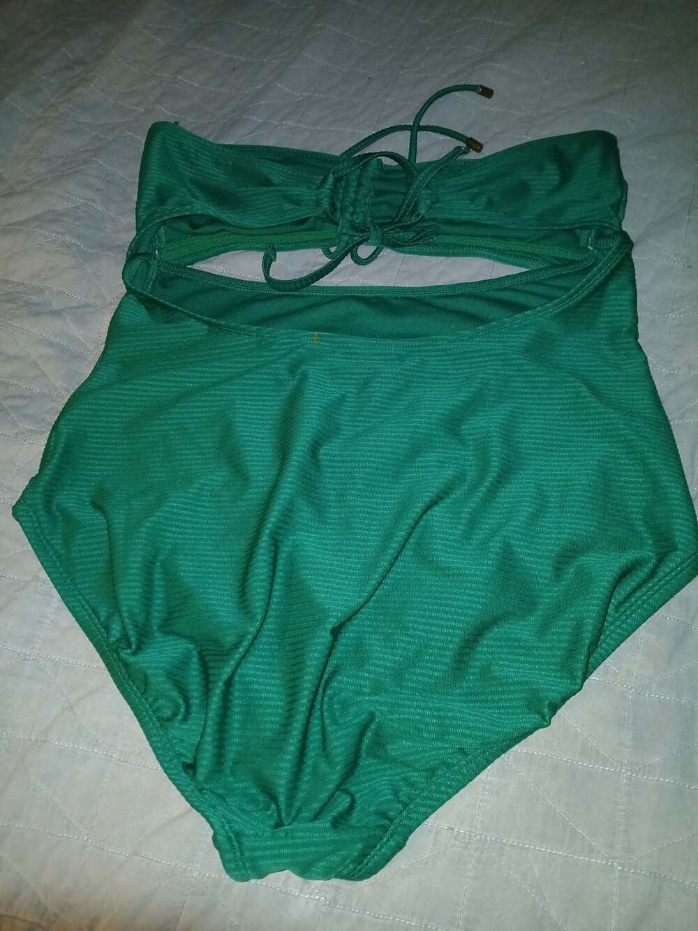 Time and Tru Green Ribbed Cutout High-Waisted Bikini Bottoms XL (16-18)